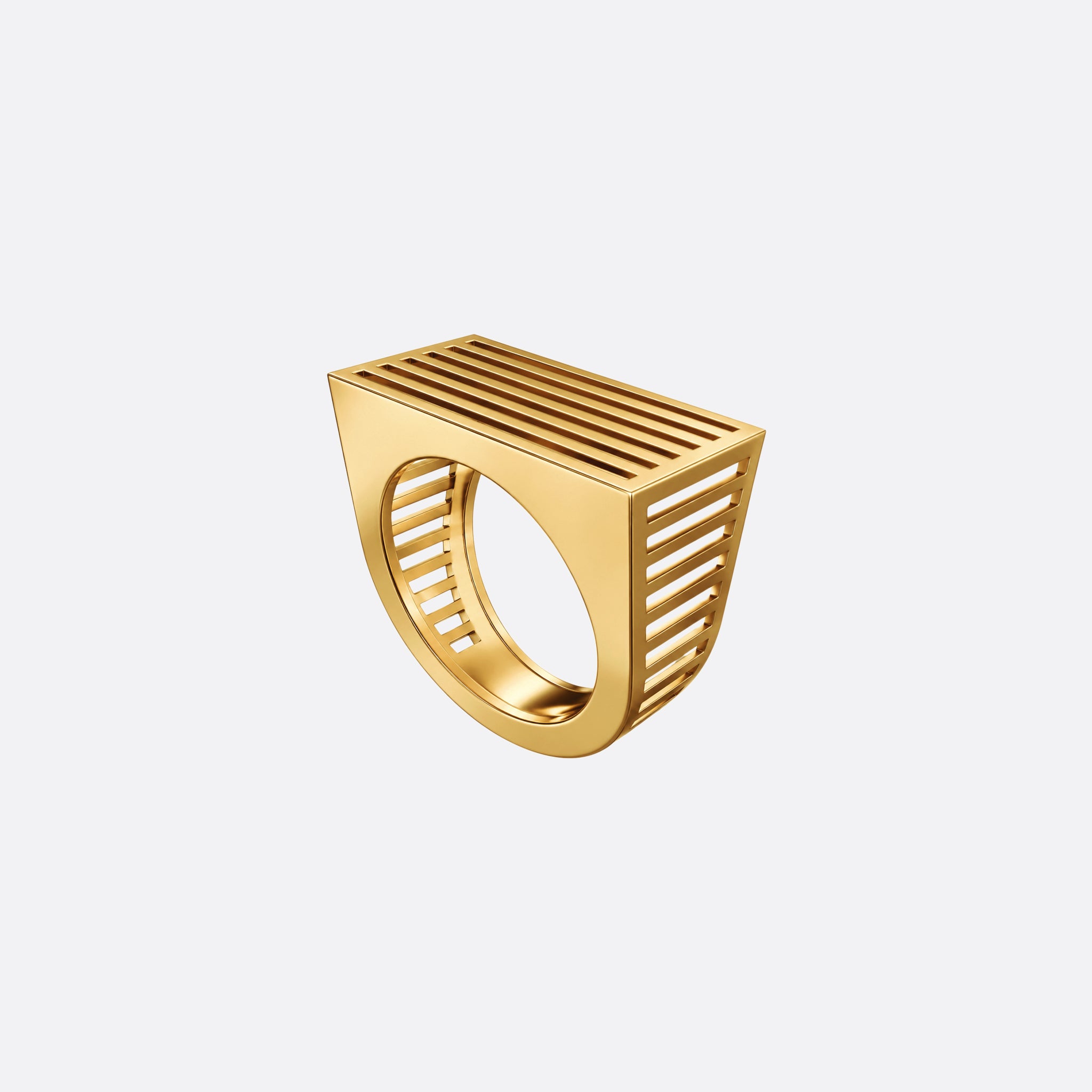 Gold Interspace Ring with sculptural geometric design