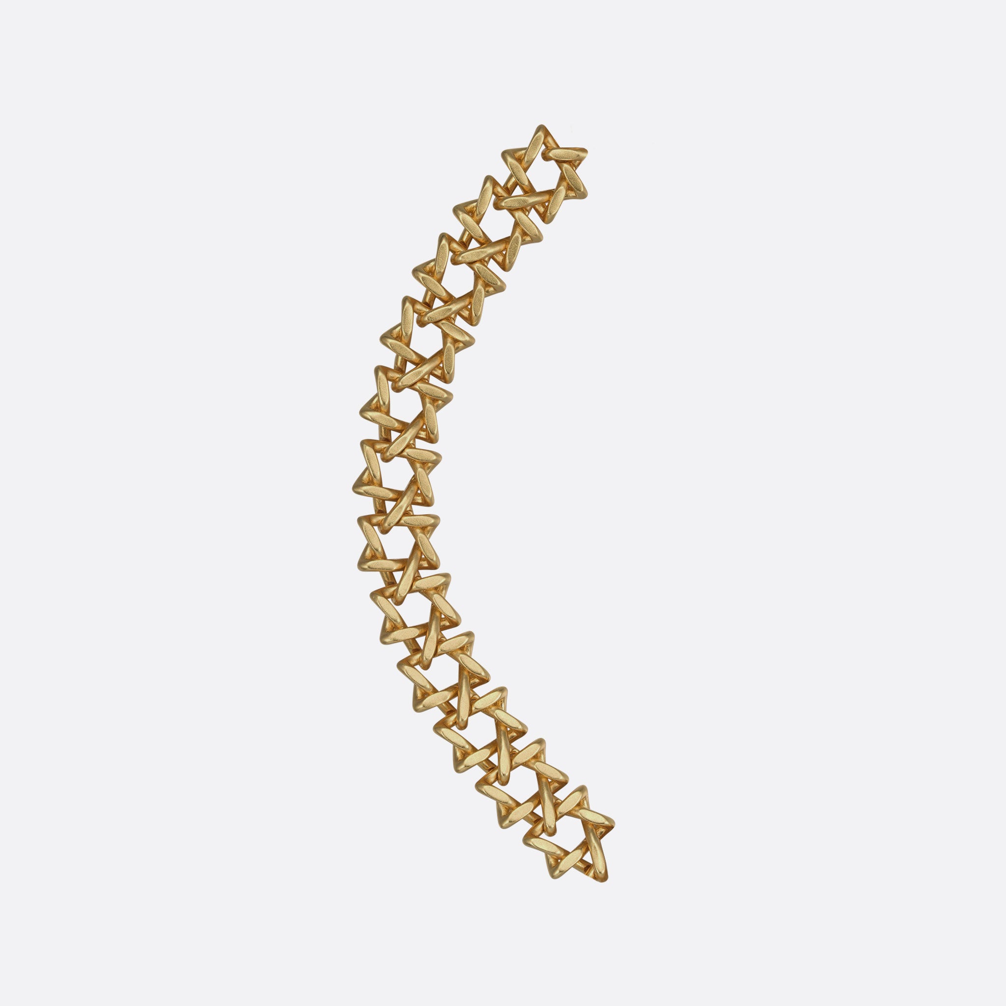 Detail view of the matte gold SOD Bracelet, Star Of David Motif Bracelet