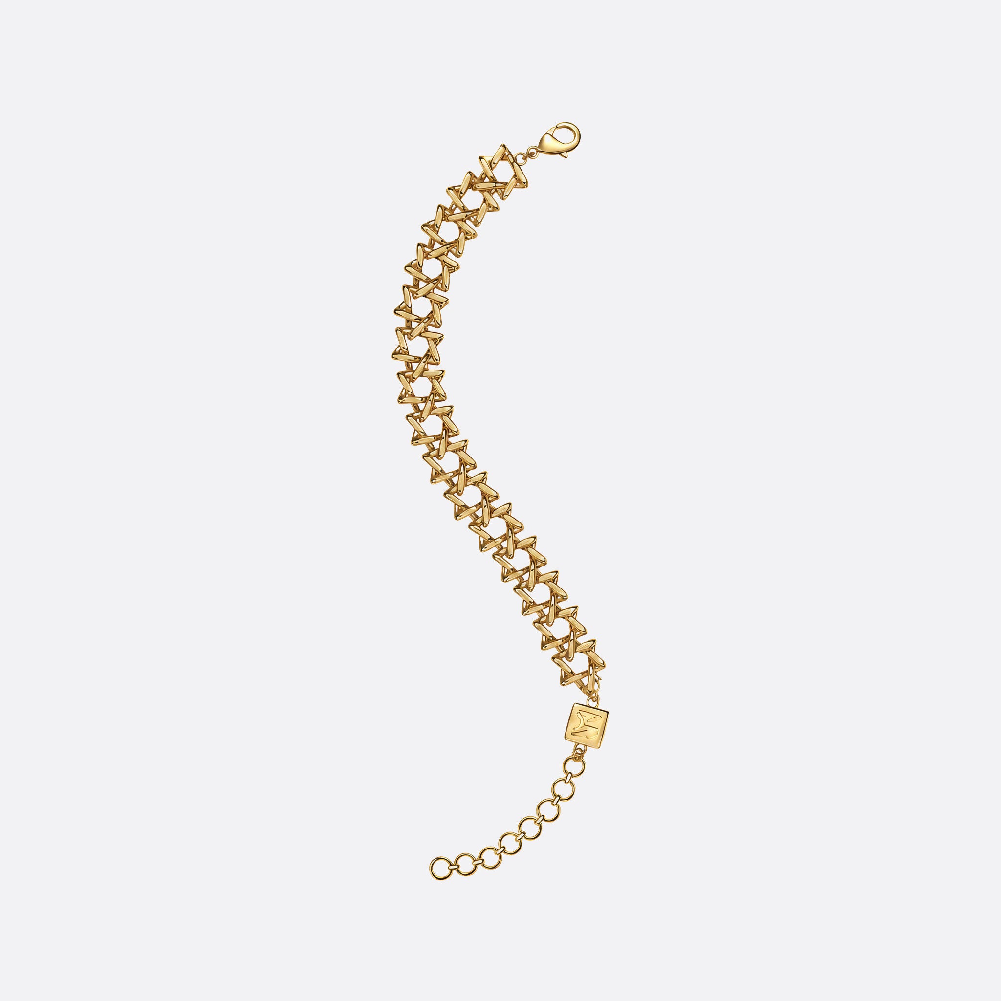 Full view of the polished gold SOD Bracelet, Star Of David Motif Bracelet