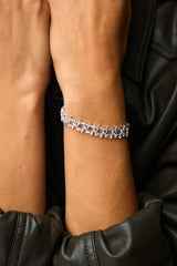 Close-up of the polished silver SOD Bracelet, Star Of David Motif Bracelet